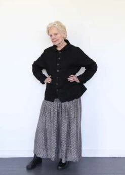 ICHI ANTIQUITESLinen Dobby Skirt - Black -Drape Hut Sales Store Linen Dobby Skirt Black 20231012182522 1