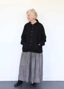 ICHI ANTIQUITESLinen Dobby Skirt - Black -Drape Hut Sales Store Linen Dobby Skirt Black 20231012182523