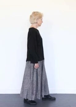 ICHI ANTIQUITESLinen Dobby Skirt - Black -Drape Hut Sales Store Linen Dobby Skirt Black 20231012182524 2