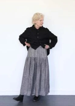 ICHI ANTIQUITESLinen Dobby Skirt - Black -Drape Hut Sales Store Linen Dobby Skirt Black 20231012182524