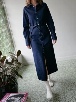 Maison MargielaDENIM MIDI DRESS - INDIGO -Drape Hut Sales Store MM6 DENIM MIDI DRESS IN INDIGO 20231019050512