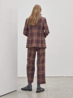 Maison De InesCheck Pintuck Slacks - Burgundy Check -Drape Hut Sales Store Maison De Ines Check Pintuck Slacks Burgundy Check 20231014085503
