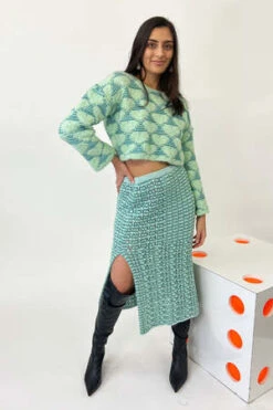 Marco RambaldiBraided Knitted Skirt - Green -Drape Hut Sales Store Marco Rambaldi Braided Knitted Skirt Green 20221210032449