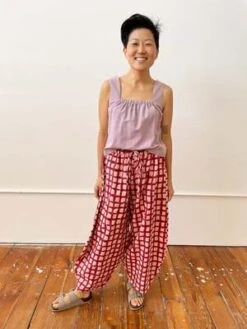 Happy French Ganghappyfrenchgang Marius Pant - Madder/Pink Check -Drape Hut Sales Store Marius Pant Madder and Pink Check Uni size S XL 20231028001706