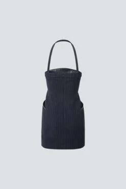 DRAEWool Blend Strap Dress - Navy Stripe -Drape Hut Sales Store Navy Stripe Wool Blend Strap Dress 20231017151851