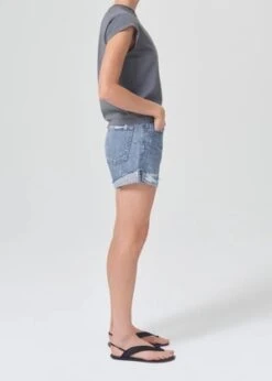 AGOLDEParker Long Denim Short With Cuff - Heatwave -Drape Hut Sales Store Parker Long Denim Short with Cuff in Heatwave 20230329014658 3