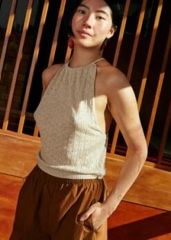 Penny SageBeachy Shorts - Chestnut Stripe -Drape Hut Sales Store Penny Sage Beachy Shorts Chestnut Stripe 20230620051759