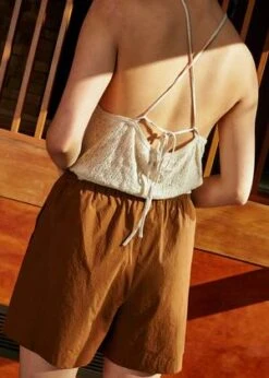 Penny SageBeachy Shorts - Chestnut Stripe -Drape Hut Sales Store Penny Sage Beachy Shorts Chestnut Stripe 20230620051800