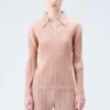 Issey MiyakePleated Polo Top - Beige -Drape Hut Sales Store Pleated Polo Top Beige 20231019200347