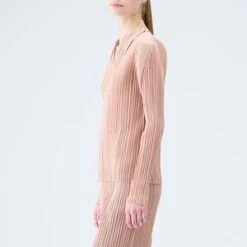 Issey MiyakePleated Polo Top - Beige -Drape Hut Sales Store Pleated Polo Top Beige 20231019200347 2