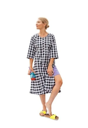PunkwaspBeach Tunic Dress - Black/White Gingham 4 PunkwaspBeach Tunic Dress - Black/White Gingham - Image 2