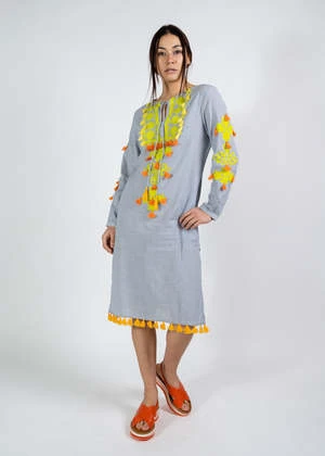 Rose And RoseBarbizon Dress - Stripe/Ylw/Orng 4 Rose And RoseBarbizon Dress - Stripe/Ylw/Orng - Image 2