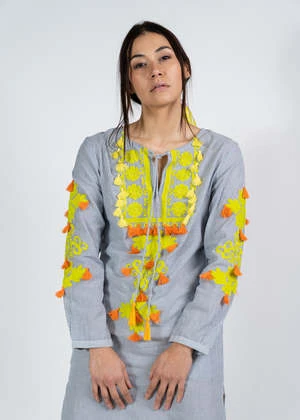 Rose And RoseBarbizon Dress - Stripe/Ylw/Orng 5 Rose And RoseBarbizon Dress - Stripe/Ylw/Orng - Image 3