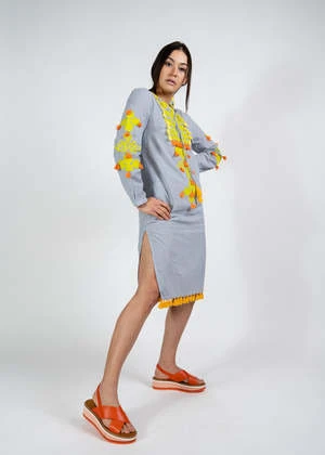 Rose And RoseBarbizon Dress - Stripe/Ylw/Orng 3 Rose And RoseBarbizon Dress - Stripe/Ylw/Orng