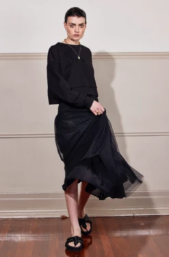 SALASAIISLAND TULLE SKIRT - BLACK