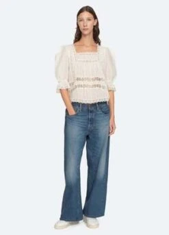 Sea New YorkNy Haven Blouse - Cream -Drape Hut Sales Store SEA HAVEN BLOUSE IN CREAM 20231014154930 1