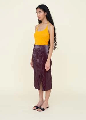 NOMIAShiny Tech Pencil Skirt - Burgundy 4 NOMIAShiny Tech Pencil Skirt - Burgundy - Image 2