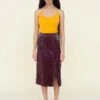 NOMIAShiny Tech Pencil Skirt - Burgundy -Drape Hut Sales Store Shiny Tech Pencil Skirt 20221111202703
