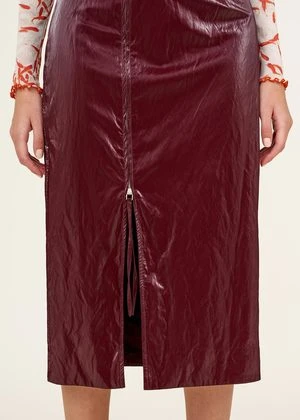 NOMIAShiny Tech Pencil Skirt - Burgundy 6 NOMIAShiny Tech Pencil Skirt - Burgundy - Image 4
