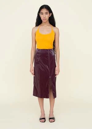 NOMIAShiny Tech Pencil Skirt - Burgundy 3 NOMIAShiny Tech Pencil Skirt - Burgundy