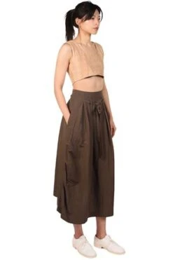 KarKarSide Pleated Skirt - Brown -Drape Hut Sales Store Side Pleated Skirt 20220331174805 1