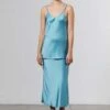 Laing HomeMidi Slip Skirt - Cerulean -Drape Hut Sales Store Silk Satin Midi Slip Skirt Cerulean 20231008031023
