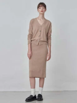 PureCashmere NYCStraight Midi Skirt - Camel -Drape Hut Sales Store Straight Midi Skirt Camel 20230925214059 1