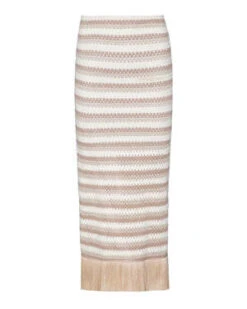 PatboStriped Crochet Fringe Trim Maxi - Beige