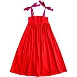 Ali GoldenTie Strap Dress - Poppy Taffeta