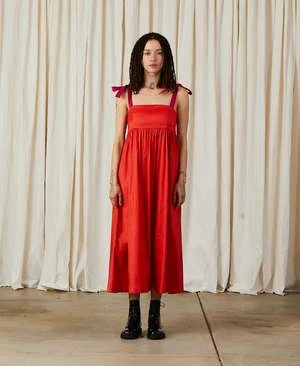 Ali GoldenTie Strap Dress - Poppy Taffeta 5 Ali GoldenTie Strap Dress - Poppy Taffeta - Image 3