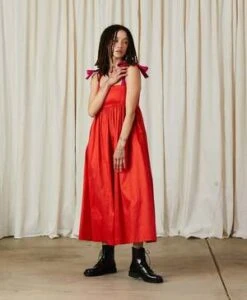 Ali GoldenTie Strap Dress - Poppy Taffeta 16 Ali GoldenTie Strap Dress - Poppy Taffeta -Drape Hut Sales Store TIE STRAP DRESS POPPY TAFFETA 20230923045245 3