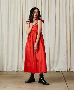 Ali GoldenTie Strap Dress - Poppy Taffeta 7 Ali GoldenTie Strap Dress - Poppy Taffeta - Image 5