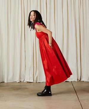 Ali GoldenTie Strap Dress - Poppy Taffeta 9 Ali GoldenTie Strap Dress - Poppy Taffeta - Image 7