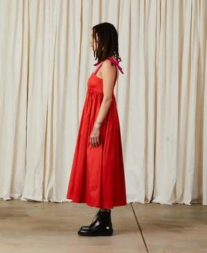 Ali GoldenTie Strap Dress - Poppy Taffeta 8 Ali GoldenTie Strap Dress - Poppy Taffeta - Image 6