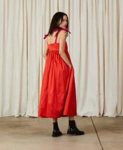 Ali GoldenTie Strap Dress - Poppy Taffeta 21 Ali GoldenTie Strap Dress - Poppy Taffeta -Drape Hut Sales Store TIE STRAP DRESS POPPY TAFFETA 20230923045247 1