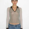 Paloma WoolTorrentbo Open Collar Top - Grey -Drape Hut Sales Store TORRENTBO Open Collar Top Grey 20231014190124
