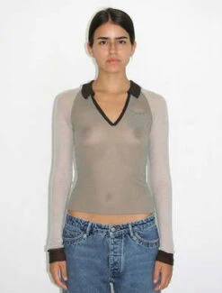 Paloma WoolTorrentbo Open Collar Top - Grey