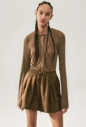 Silk LaundryTwill Slouch Shorts - Dark Earth 3 Silk LaundryTwill Slouch Shorts - Dark Earth