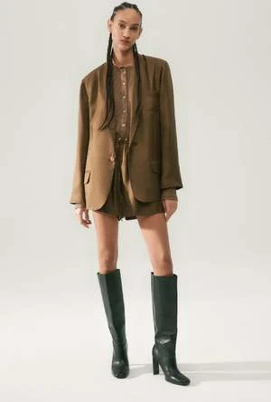 Silk LaundryTwill Slouch Shorts - Dark Earth 7 Silk LaundryTwill Slouch Shorts - Dark Earth - Image 5