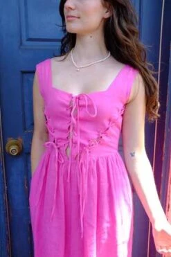 Tach ClothingGyneth Linen Dress - Pink -Drape Hut Sales Store Tach Clothing Gyneth Linen Dress Pink 20230606080604 2