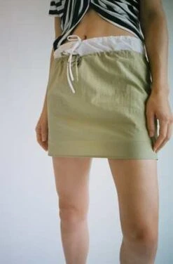 Coming Of AgeNylon Mini Skirt - Tan -Drape Hut Sales Store Tan Nylon Mini Skirt 20230507045523 2