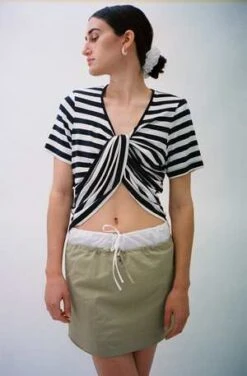 Coming Of AgeNylon Mini Skirt - Tan