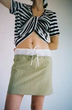 Coming Of AgeNylon Mini Skirt - Tan -Drape Hut Sales Store Tan Nylon Mini Skirt 20230507045523 3