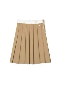FAFAMOONPleated Raw Hem Skirt - Tan -Drape Hut Sales Store Tan Pleated Raw Hem Skirt 20230929083921 2