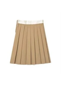 FAFAMOONPleated Raw Hem Skirt - Tan -Drape Hut Sales Store Tan Pleated Raw Hem Skirt 20230929083921 3