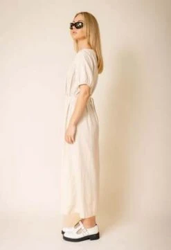 NKCTaos Midi Dress - Oat -Drape Hut Sales Store Taos Midi Dress In Oat 20231101110914