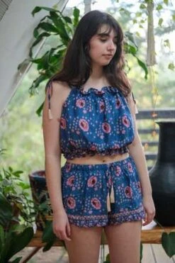 Natalie MartinTash Short - Vintage Flowers Azure -Drape Hut Sales Store Tash Short in Vintage Flowers Azure by Natalie Martin 20220417054747 4