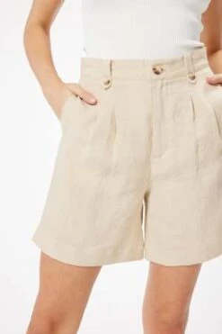 Sophie RueLinen High Waist Shorts - Taupe -Drape Hut Sales Store Taupe Linen High Waist Shorts 20230512225929 1