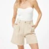 Sophie RueLinen High Waist Shorts - Taupe -Drape Hut Sales Store Taupe Linen High Waist Shorts 20230512225929