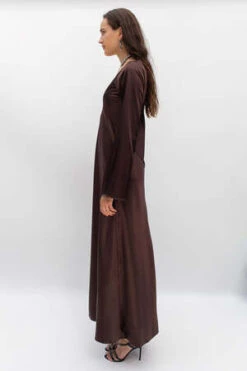 TroisChocolate Satin Long Sleeve Dress - Brown -Drape Hut Sales Store Trois Chocolate Satin Long Sleeve Dress Brown 20230825215349 2